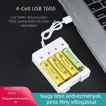 USB 4-soros akkumulátortöltő AA/AAA Ni-MH/Ni-Cd – bemenet 5V 1A, kimenet 2×1.2V 0.25A, Climb the Peak