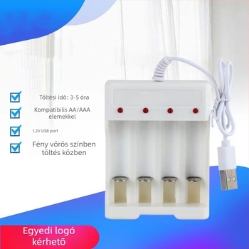 USB 4-soros akkumulátortöltő AA/AAA Ni-MH/Ni-Cd – bemenet 5V 1A, kimenet 2×1.2V 0.25A, Climb the Peak