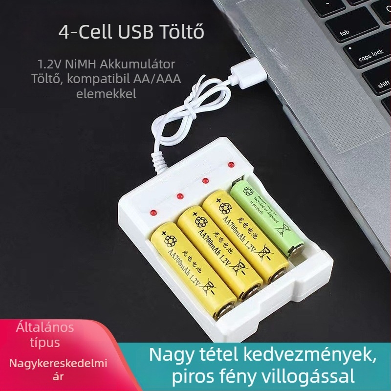 USB 4-soros akkumulátortöltő AA/AAA Ni-MH/Ni-Cd – bemenet 5V 1A, kimenet 2×1.2V 0.25A, Climb the Peak