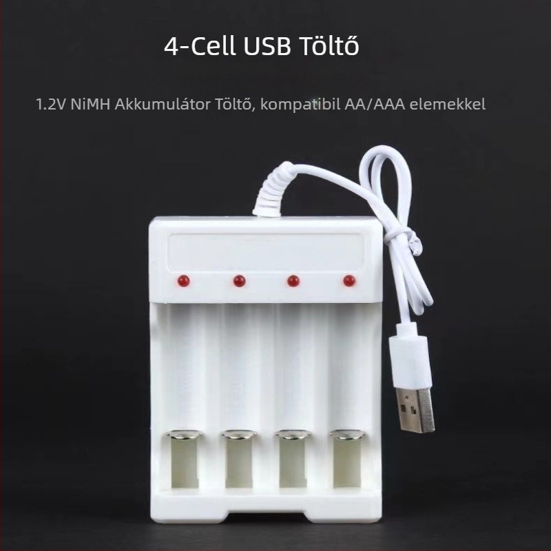 USB 4-soros akkumulátortöltő AA/AAA Ni-MH/Ni-Cd – bemenet 5V 1A, kimenet 2×1.2V 0.25A, Climb the Peak