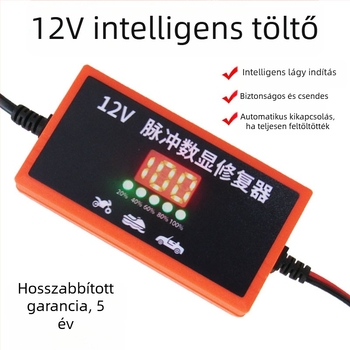 Autó- és motorkerékpár akkumulátor töltő 12V 6A | Bemenet 100-240V ~1.7A 50-60Hz | FCC tanúsítvány | Akkumulátorokhoz