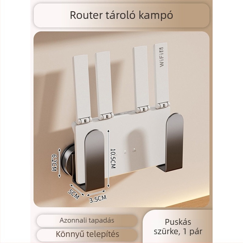 Router rendező vákuumos falra szerelhető — fém, mozgatható, magasság állítható, telepítés nélkül, fúrás nélkül
