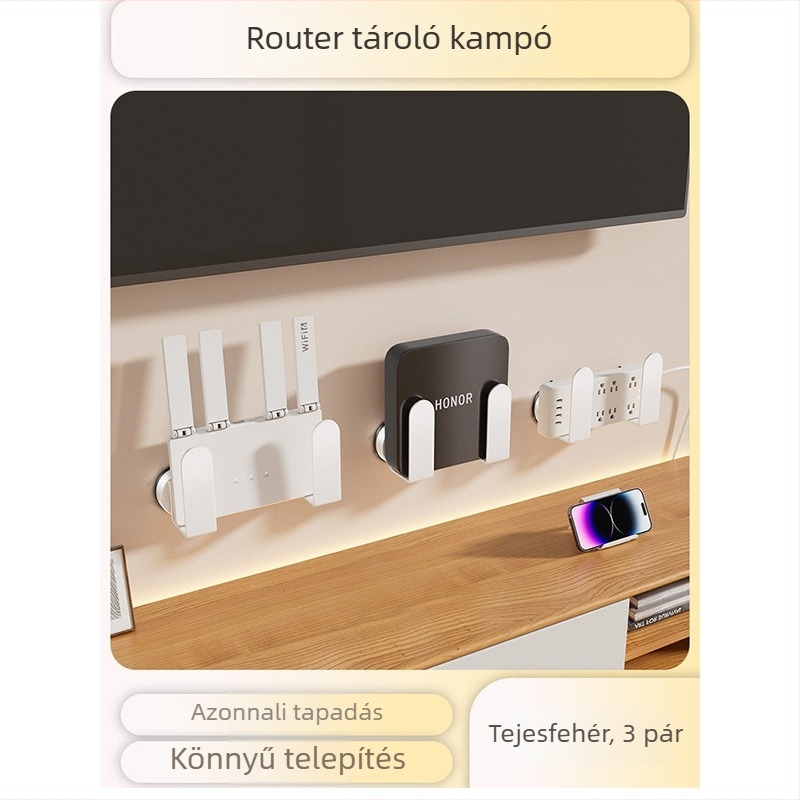 Router rendező vákuumos falra szerelhető — fém, mozgatható, magasság állítható, telepítés nélkül, fúrás nélkül