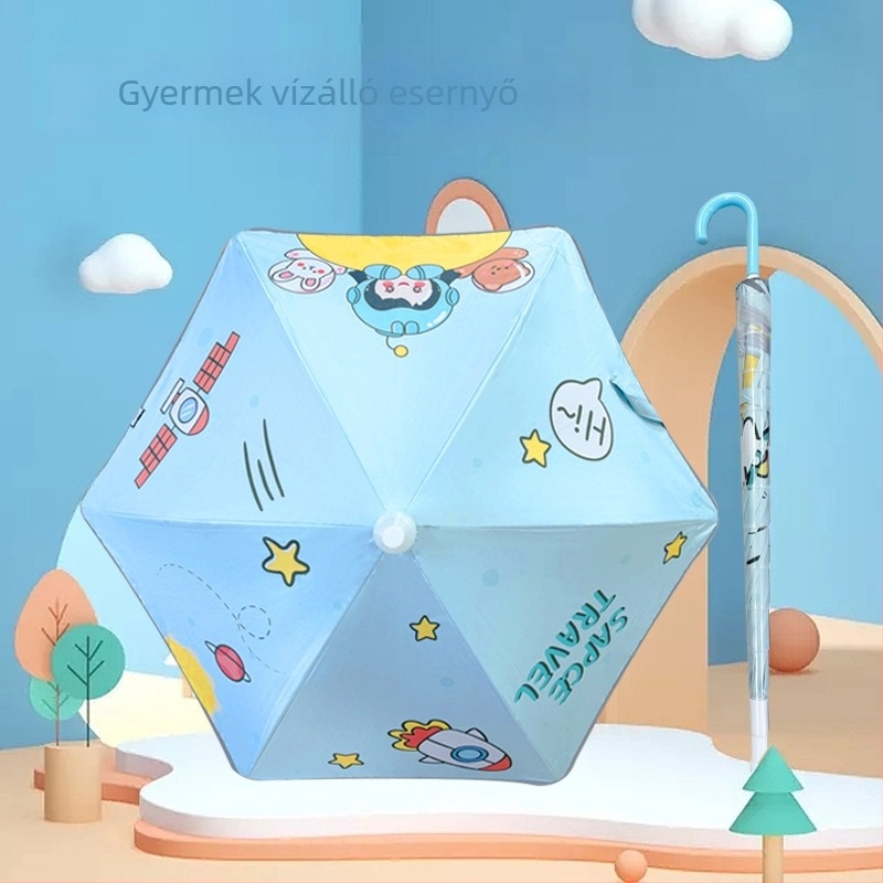 Gyermekeknek szóló mesefigurás esernyő, automatikus nyitás, vinil bevonat vászon, 6 bordás acél váz, műanyag fogantyú
