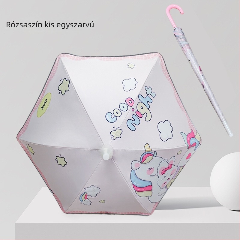 Gyermekeknek szóló mesefigurás esernyő, automatikus nyitás, vinil bevonat vászon, 6 bordás acél váz, műanyag fogantyú