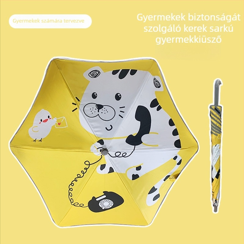 Gyermekeknek szóló mesefigurás esernyő, automatikus nyitás, vinil bevonat vászon, 6 bordás acél váz, műanyag fogantyú