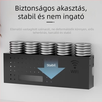 WiFi Router tároló doboz kábelkezeléssel — falra szerelt, fém, 1 réteg