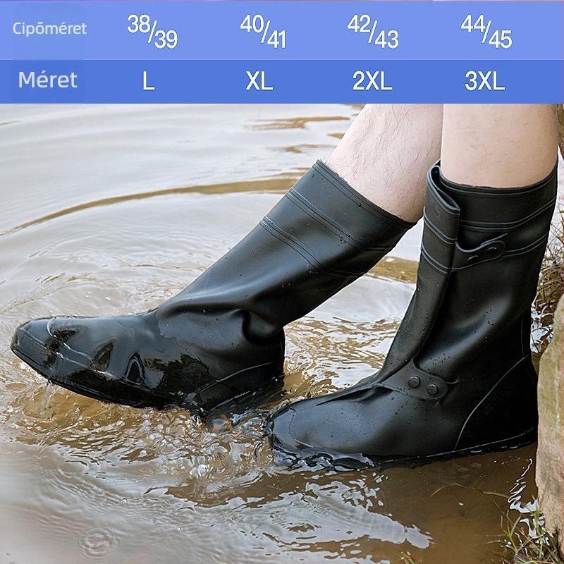 Rain Yi Si magas cipővédő, dupla csatos kialakítás, kopásálló és csúszásmentes, injektált formázású (Csomagolás: 50, Testreszabás elérhető)