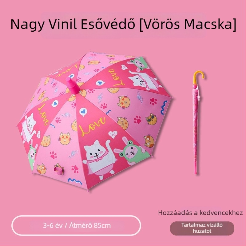 Automata gyerek esernyő, rajzfilmszerű dizájn, vinil bevonattal, 8 bordával