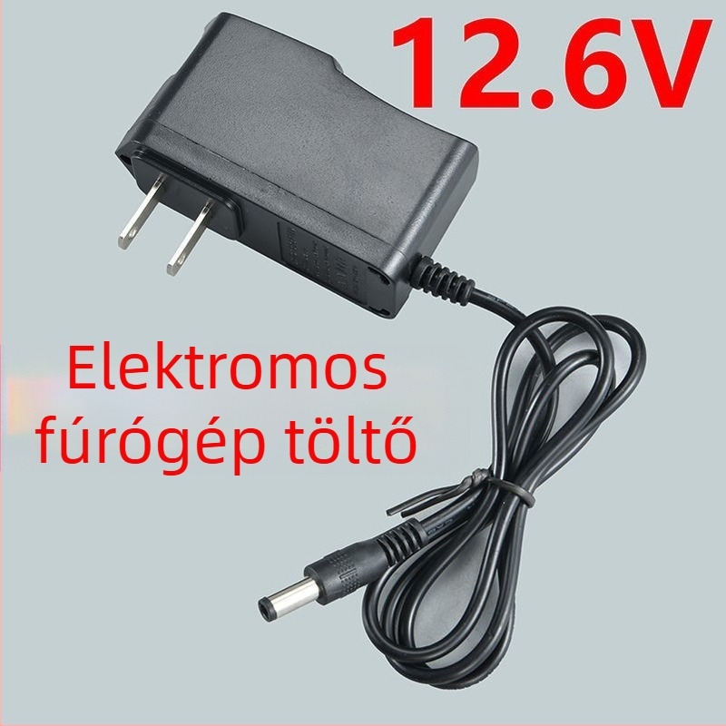 Fúrókészülék Li-ion akkumulátor töltő, kör alakú csatlakozóval, 12.6V kimenet, 180–240V AC bemenet, CNAS tanúsítvány, piros/zöld kijelző