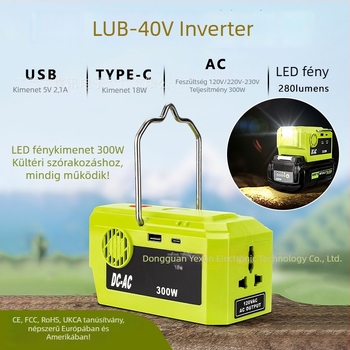 40V-os akkumulátorhoz való inverter, 220–230 VAC kimenet, 2,1 A