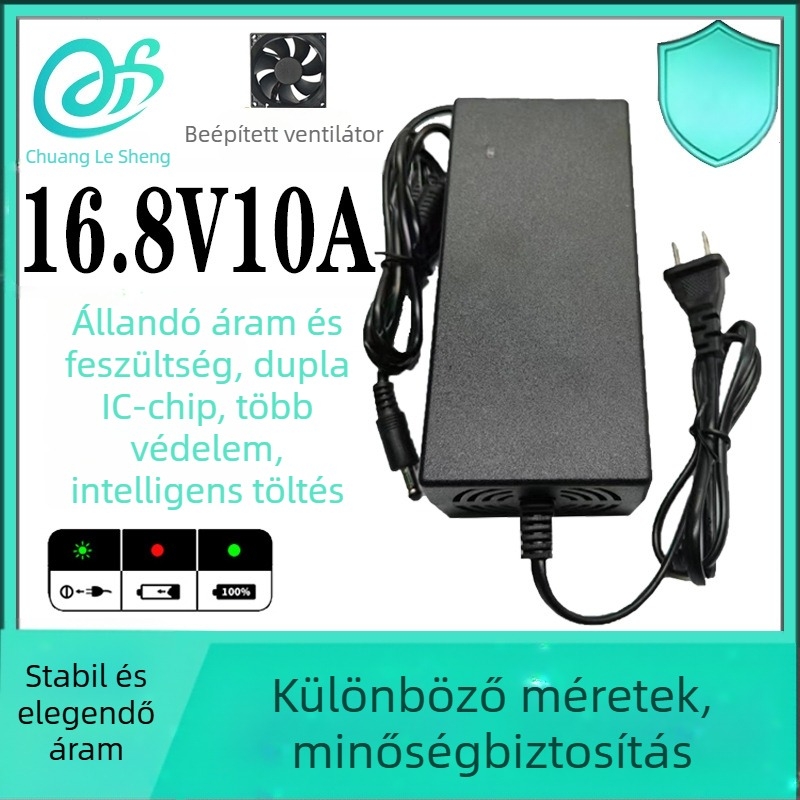 Li-ion akkumulátor töltő 18650 polimer cellákhoz, 16.8V 10A, bemenet AC100-240V, 16.8V sorozat, csomagolás zacskóban