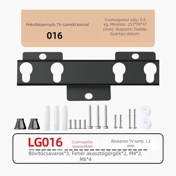 TV fali tartó LG016 — vasból készült fali konzol, mechanikus vezérlés, Hisense 26–43 hüvelykes TV-khez, teherbírás 15 kg felett