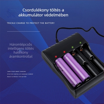 Li-ion akkumulátor töltő 18650-hez – intelligens gyors töltés, USB bemenet 5V, kimenet 4.2V, CE tanúsítvány