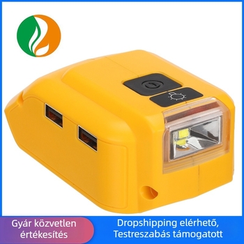 Quanta DW sorozat USB adapter Dewalt 14.4–18V Li-ion akkumulátorhoz – DCB090, bemenet 5V 2.1A, kimenet 5V 2.1A