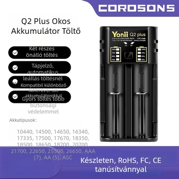 YONII Q2 Plus akkumulátortöltő, bemenet DC5V/1-2A, kimenet DC5V2A