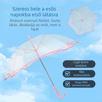 Gyerekeknek szóló automata esernyő, 6 bordás kerettel, rostos vázzal és POE átlátszó borítással