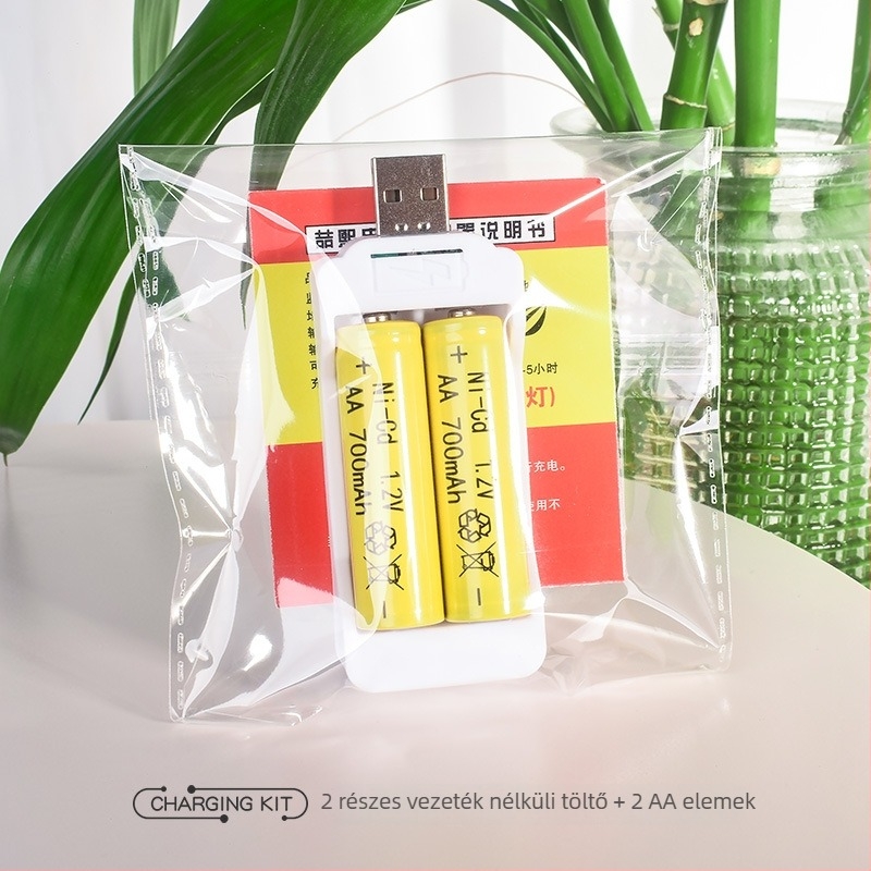 Kétrekeszes USB vezeték nélküli töltő NiCd AA No.5/No.7 1.2V akkumulátorokhoz, bemenet DC1.2V, kimenet DC4.5V1A