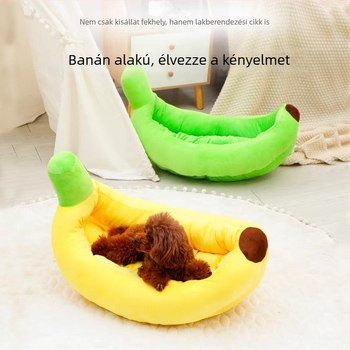 Banán alakú fekhely macskáknak és kutyáknak – egész éves fekhely, nyári hűtés és téli meleg – közepes és nagy testű kutyáknak