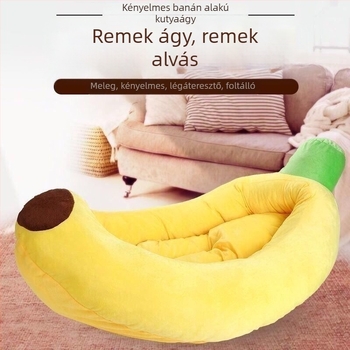 Banán alakú fekhely macskáknak és kutyáknak – egész éves fekhely, nyári hűtés és téli meleg – közepes és nagy testű kutyáknak