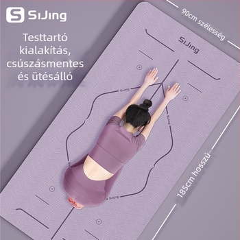 Jógaszőnyeg lányoknak, ütéscsillapító, zajszigetelő, csúszásmentes, széles dizájn, otthoni használatra, tánc és fitnesz; anyag: TPE; vastagság: 6/8/10 mm; mintázat: csíkok