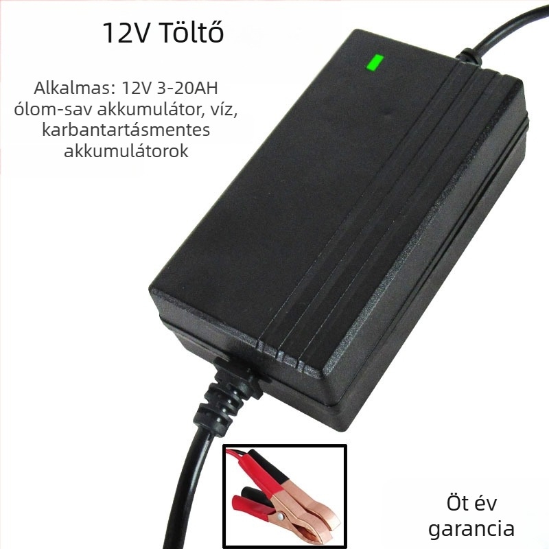 12V autó- és motorkerékpár akkumulátor töltő, automata, nagy teljesítményű, 6A kimenet, CE tanúsítvány, 100-240V bemenet