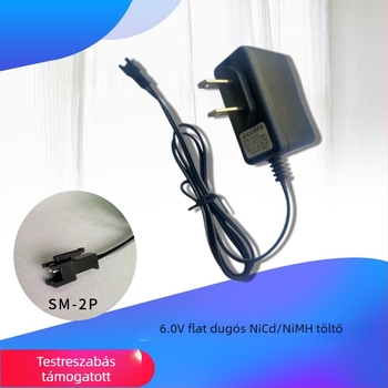 MQ 6V töltő akkukhoz, bemenet 220–240V AC, kimenet DC 6V