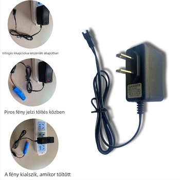 MQ 6V töltő akkukhoz, bemenet 220–240V AC, kimenet DC 6V
