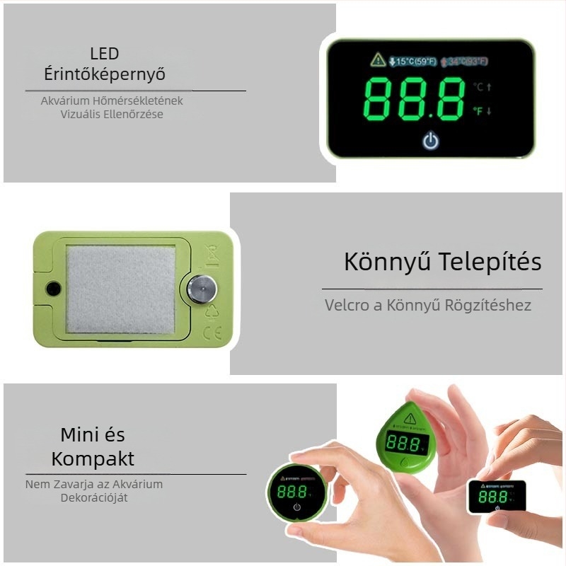 Akvárium hőmérő - nagy pontosságú, mini digitális, külső tapadó szenzor