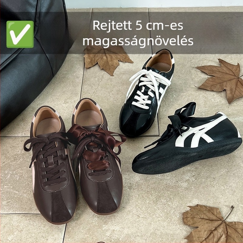Női cipő rejtett emeléssel (3-5 cm), velúr anyagú, fűzővel, gumitalp