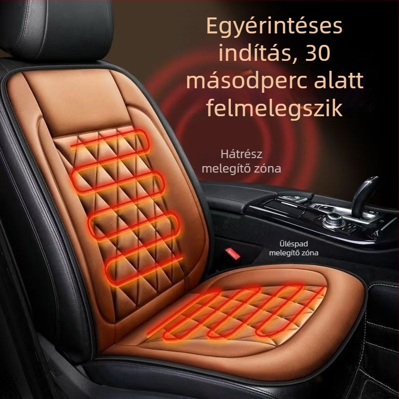 Grafén autómelegítő üléspárna, téli verzió, egyszemélyes üléshez, velúr töltet