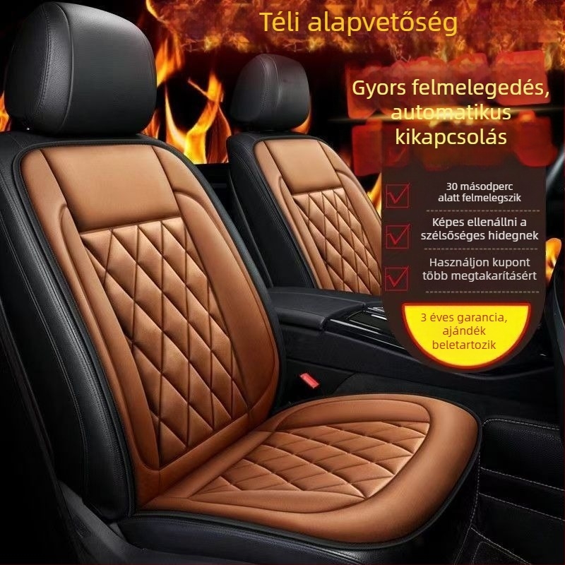Grafén autómelegítő üléspárna, téli verzió, egyszemélyes üléshez, velúr töltet