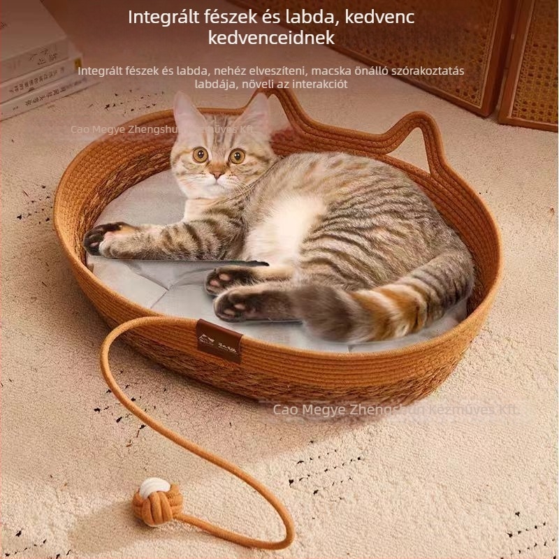 Rattan macskafészek egész éves használatra, légáteresztő és meleg