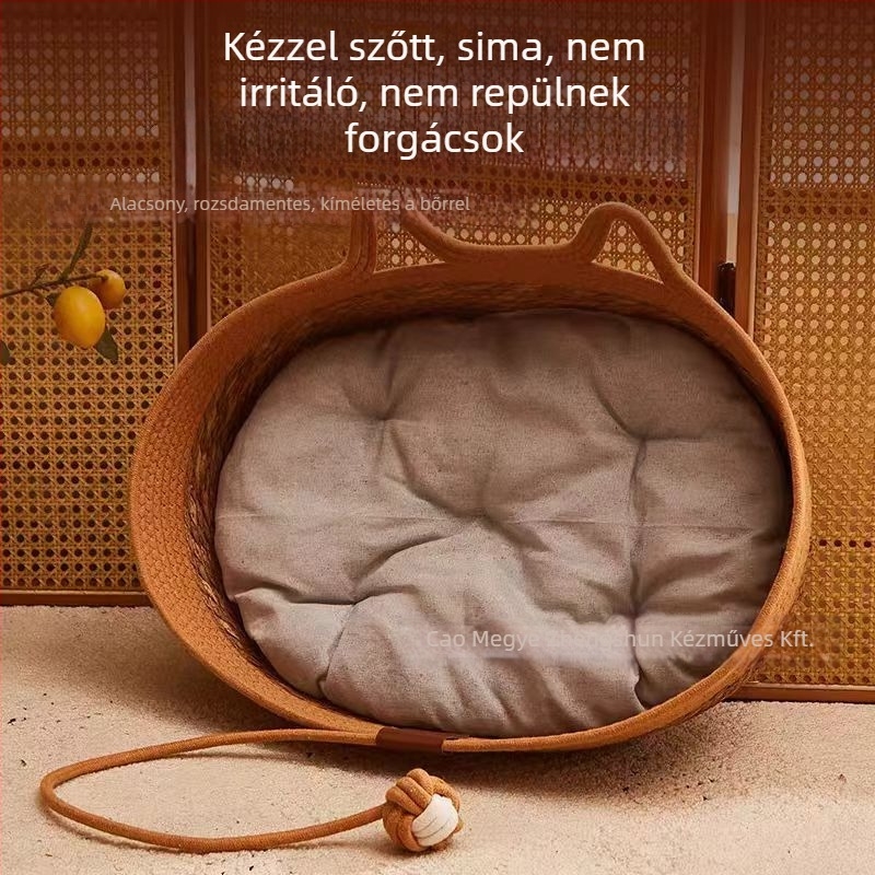 Rattan macskafészek egész éves használatra, légáteresztő és meleg