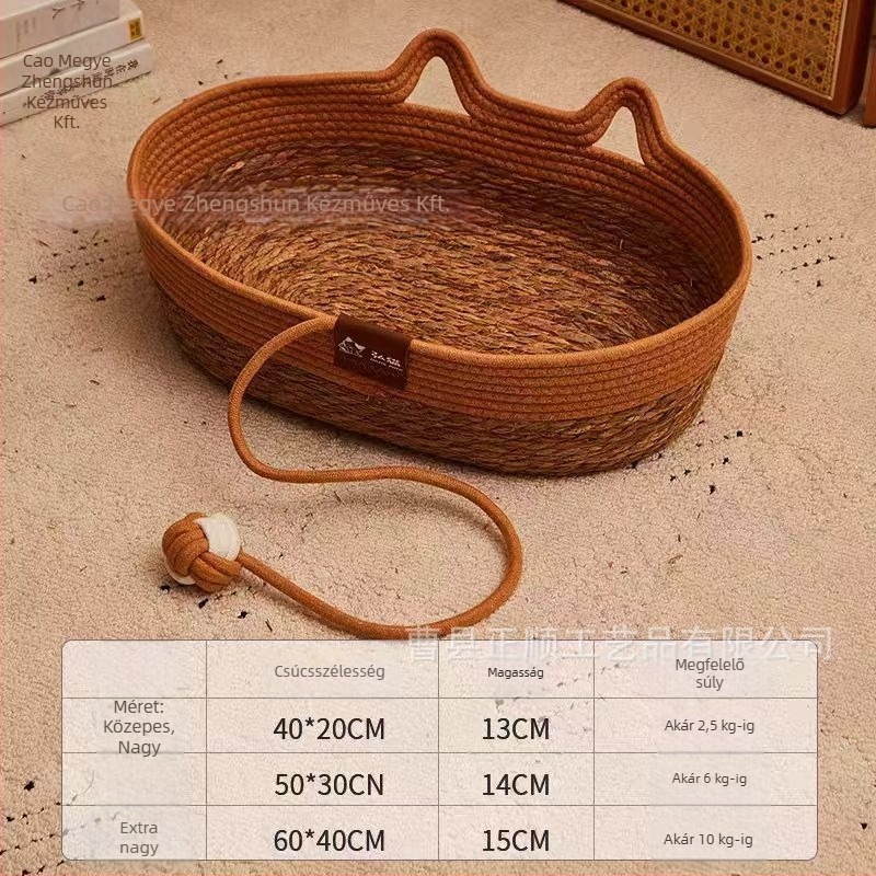 Rattan macskafészek egész éves használatra, légáteresztő és meleg