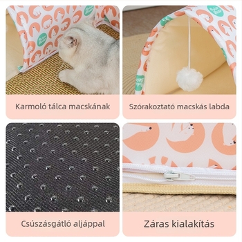 Macskaalagút fészek – légáteresztő, félig zárt kialakítás, hűsítő matrac nyárra