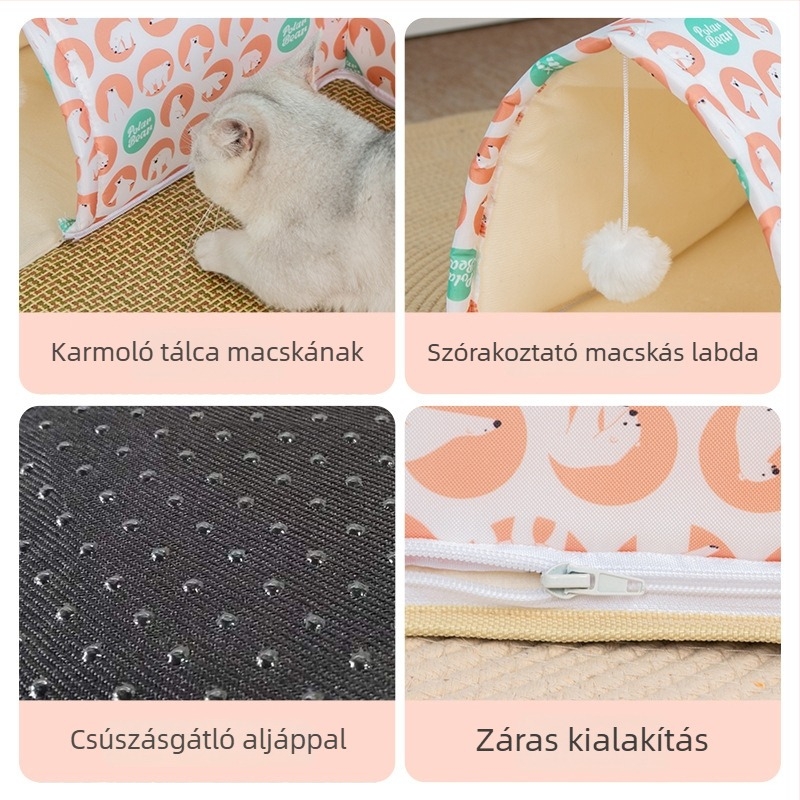 Macskaalagút fészek – légáteresztő, félig zárt kialakítás, hűsítő matrac nyárra