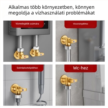 Réz anyagú 3-útas szögletes szelep gáz-vízmelegítőhöz, meleg/hideg víz szabályozás, modell 5612, gombos szerelés, 0-0.9 MPa, 120 g