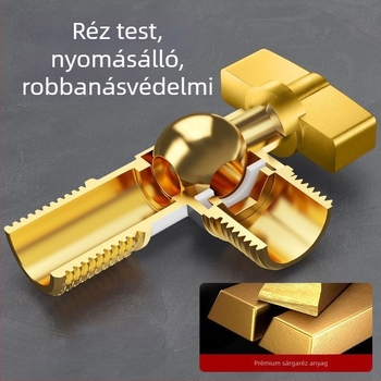 Réz anyagú 3-útas szögletes szelep gáz-vízmelegítőhöz, meleg/hideg víz szabályozás, modell 5612, gombos szerelés, 0-0.9 MPa, 120 g