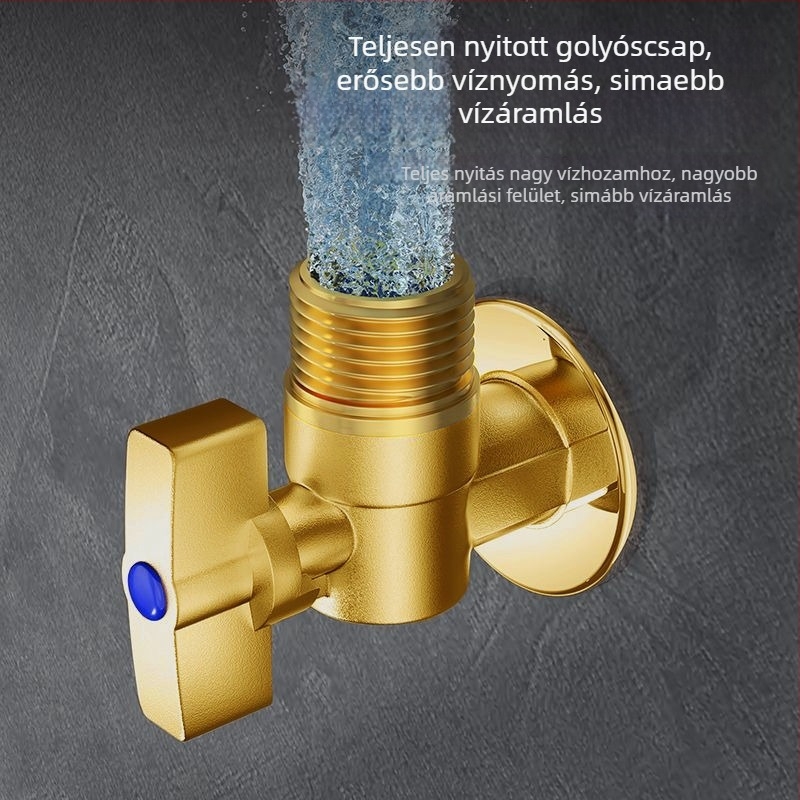 Réz anyagú 3-útas szögletes szelep gáz-vízmelegítőhöz, meleg/hideg víz szabályozás, modell 5612, gombos szerelés, 0-0.9 MPa, 120 g