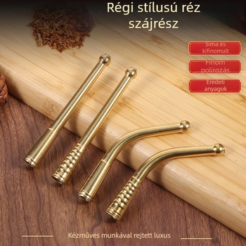 Rézből készült ívelt pipaszájrész, klasszikus stílus, száraz dohányhoz
