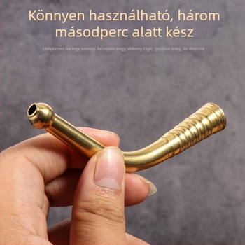 Rézből készült ívelt pipaszájrész, klasszikus stílus, száraz dohányhoz