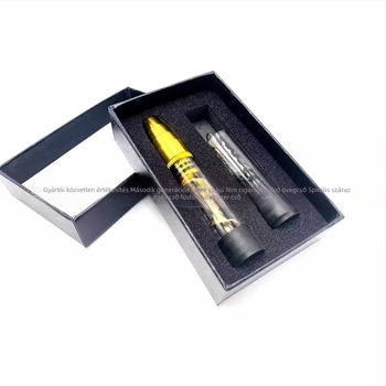 Fém pipa kerek szájrésszel, üvegcsővel és spirálos száraz égésű atomizátorral