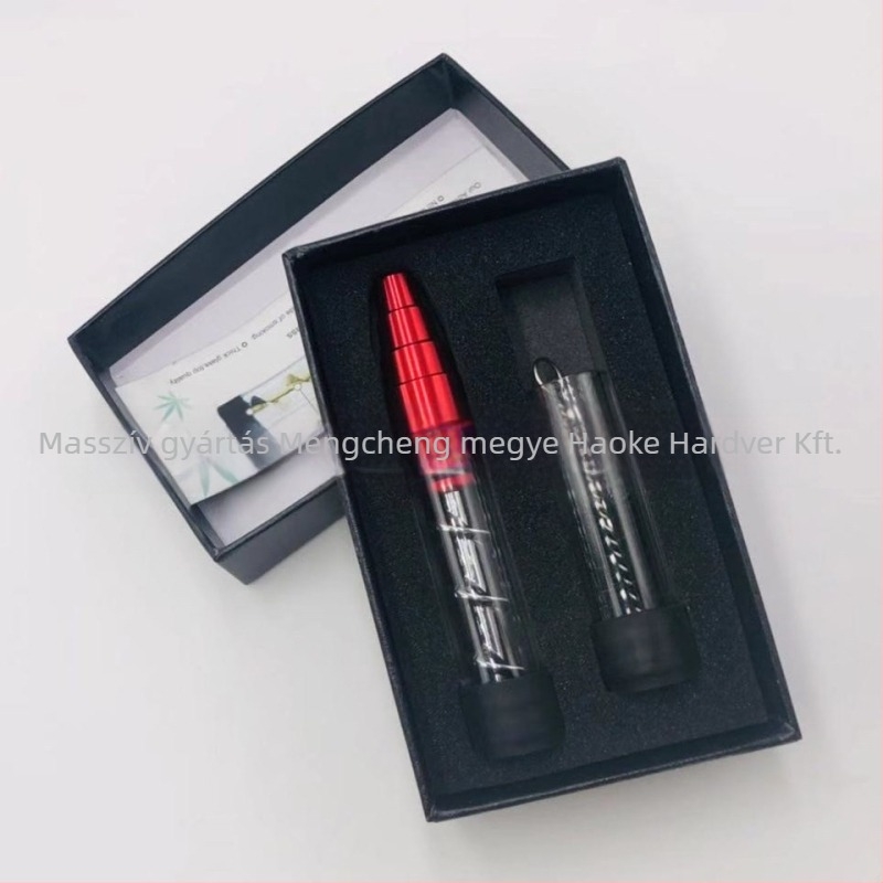 Fém pipa kerek szájrésszel, üvegcsővel és spirálos száraz égésű atomizátorral