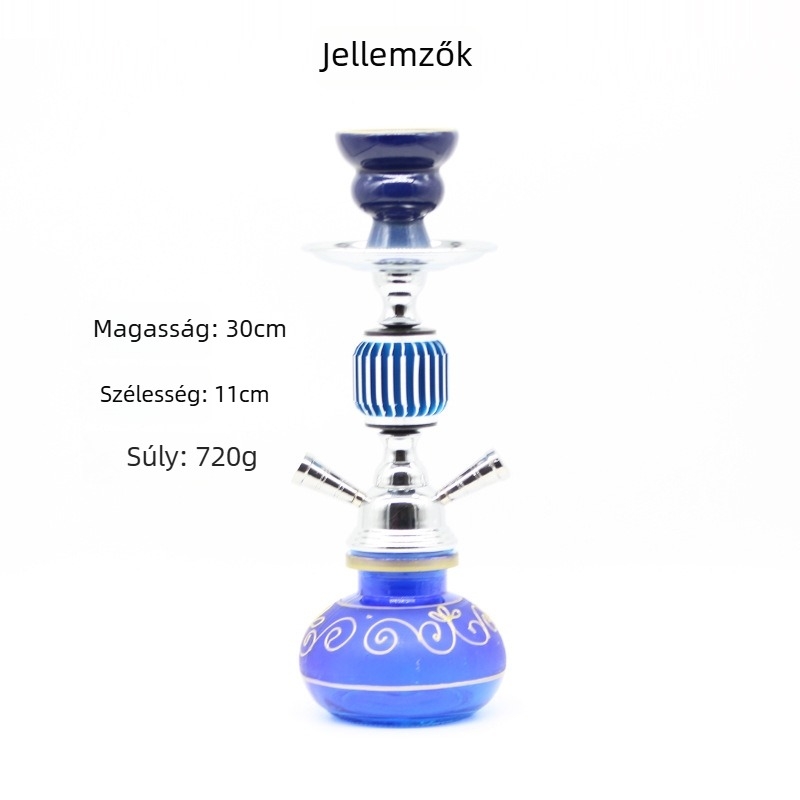Fém hookah vízipipakészlet kettős csővel, többször használható, testreszabható, 24 darabos csomag