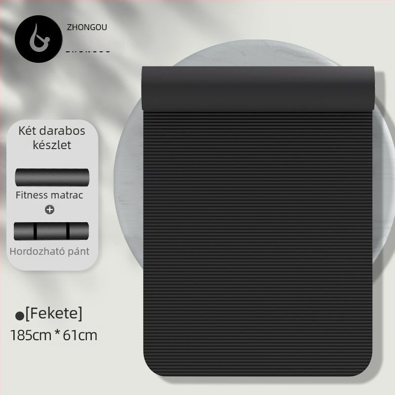 Kezdőknek szóló jóga matrac, nitril, 6 mm vastagság, csíkos mintázat, csúszásmentes felület, otthoni használatra
