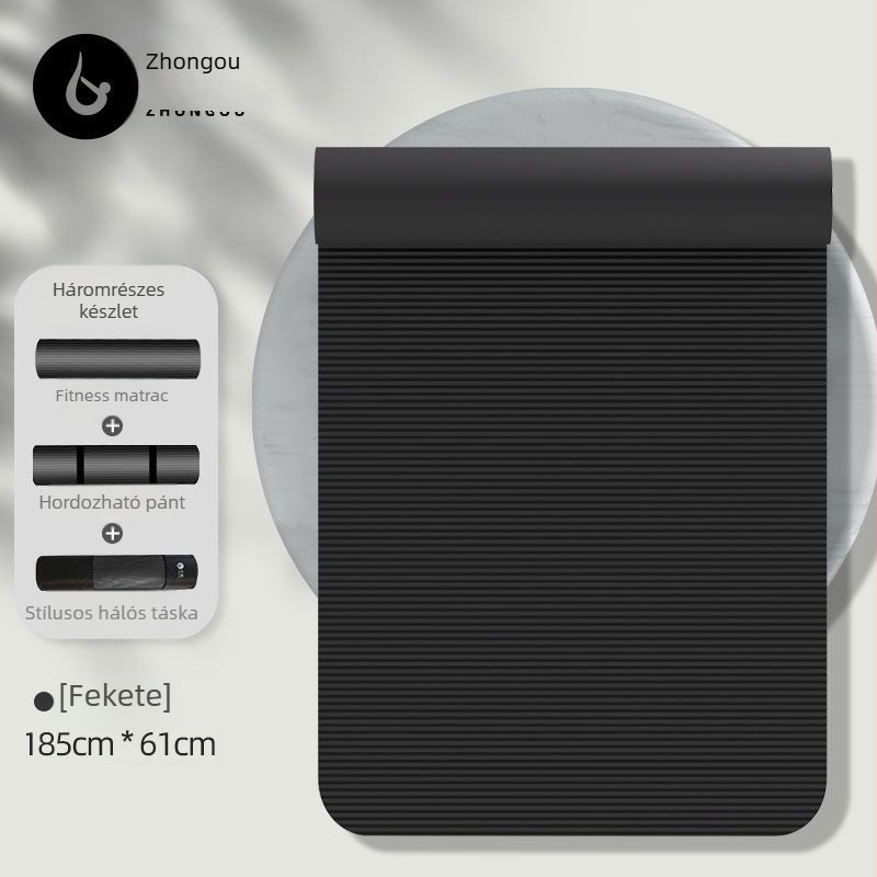 Kezdőknek szóló jóga matrac, nitril, 6 mm vastagság, csíkos mintázat, csúszásmentes felület, otthoni használatra