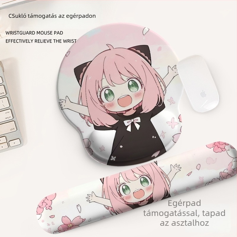 Csuklós egérpad, karikatúra stílus, természetes gumi, hőtranszfer nyomtatás, egyoldalas