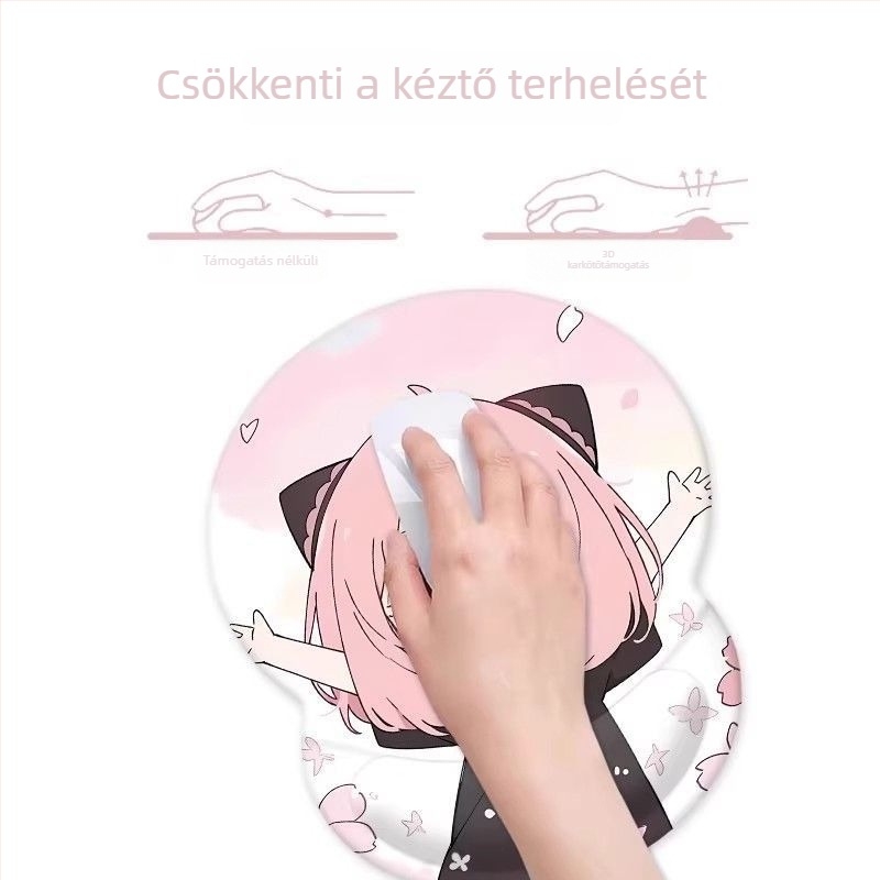 Csuklós egérpad, karikatúra stílus, természetes gumi, hőtranszfer nyomtatás, egyoldalas