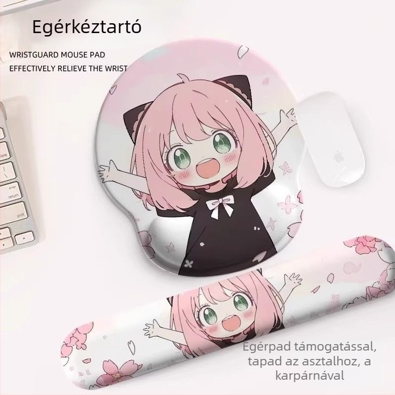 Csuklós egérpad, karikatúra stílus, természetes gumi, hőtranszfer nyomtatás, egyoldalas